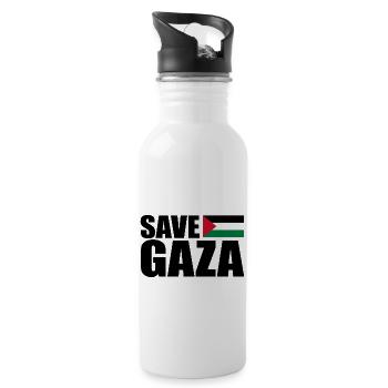 Save gaza - Trinkflasche mit integriertem Trinkhalm - Weiß - Rechts