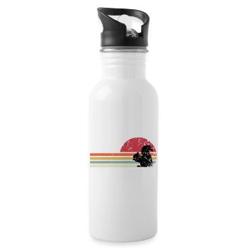retro squirrel - Water bottle with straw - white - Right