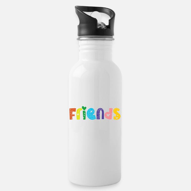 Friends - Trinkflasche mit integriertem Trinkhalm - Weiß