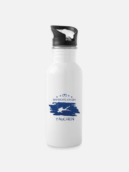 Tauchen - Trinkflasche mit integriertem Trinkhalm - Weiß