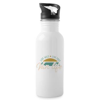 Live Wild Van Dwellers Van life Nomads - Trinkflasche mit integriertem Trinkhalm - Weiß - Rechts
