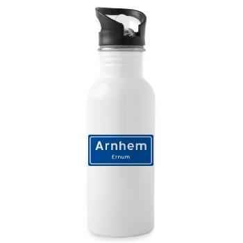 Arnheim Ortsschild - Trinkflasche mit integriertem Trinkhalm - Weiß - Rechts