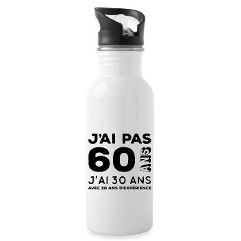 Anniversaire 60 ans - Gourde avec paille intégrée - blanc - Droite