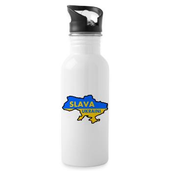 Slava ukraini - Water bottle with straw - white - Right