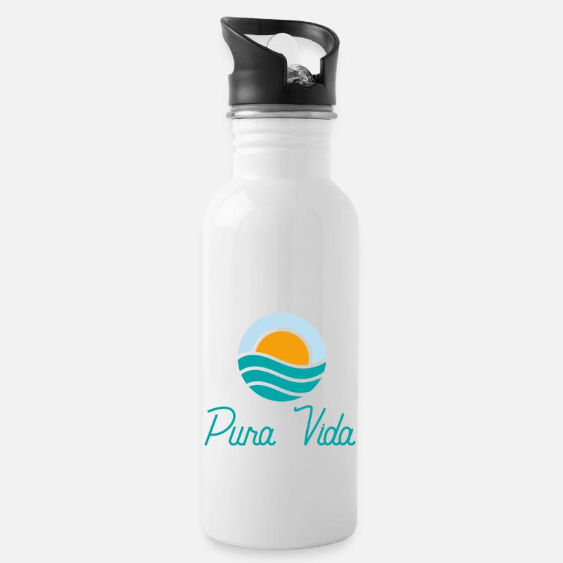Pura vida Soleil - Gourde avec paille intégrée - blanc
