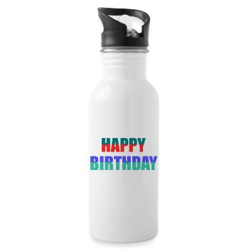 ANNIVERSARY. HAPPY BIRTHDAY. HAPPY BIRTHDAY. - Water bottle with straw - white - Right