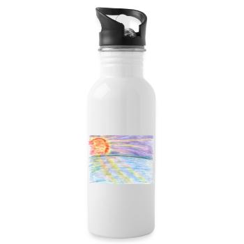 Sonnenuntergang - Trinkflasche mit integriertem Trinkhalm - Weiß - Rechts
