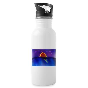 Sonnenuntergang im Meer - Trinkflasche mit integriertem Trinkhalm - Weiß - Rechts