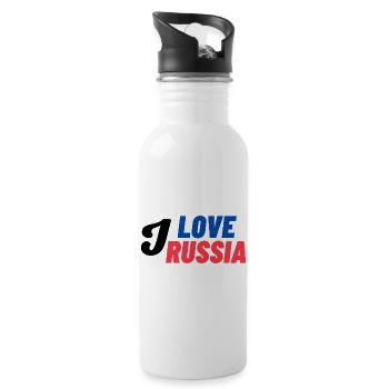 I Love Russia Farbblock - Trinkflasche mit integriertem Trinkhalm - Weiß - Rechts