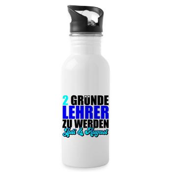 2 Gründe Lehrer zu werden | Farben änderbar - Trinkflasche mit integriertem Trinkhalm - Weiß - Rechts