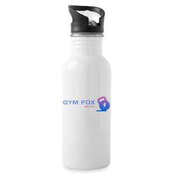GYM FOX - Motivating Gym and Fitness Designs - Water bottle with straw - white - Right