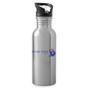 GYM FOX - Motivating Gym and Fitness Designs - Water bottle with straw - silver - Right
