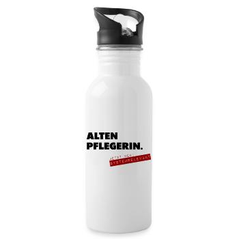 Altenpflegerin systemrelevant - Trinkflasche mit integriertem Trinkhalm - Weiß - Rechts
