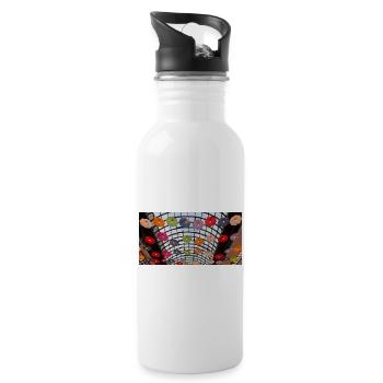 Colorful Umbrellas Rainbow - Water bottle with straw - white - Right