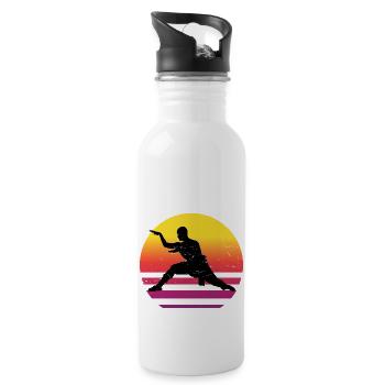Herren Damen Wushu Kampfsport Kung Fu Kungfu - Trinkflasche mit integriertem Trinkhalm - Weiß - Rechts