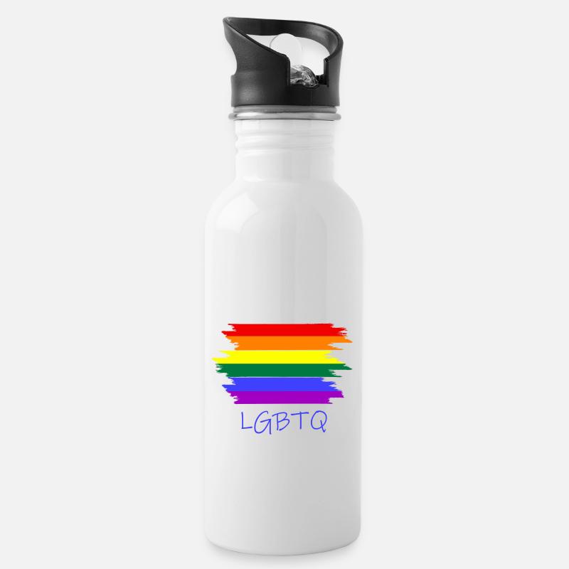 lgbtq - Trinkflasche mit integriertem Trinkhalm - Weiß