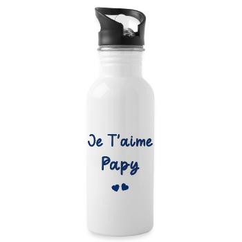 je t'aime Papy - Gourde avec paille intégrée - blanc - Droite