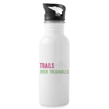 Trailrunning - Trails über Laufbänder - Trinkflasche mit integriertem Trinkhalm - Weiß - Rechts