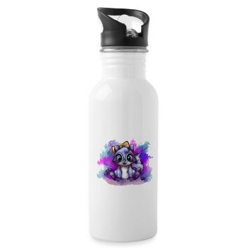 Baby Racoon - Water bottle with straw - white - Right