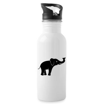 Elefant - Trinkflasche mit integriertem Trinkhalm - Weiß - Rechts