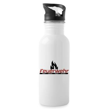 Feuerwehr - Retten, Löschen, Bergen, Schützen - Trinkflasche mit integriertem Trinkhalm - Weiß - Rechts