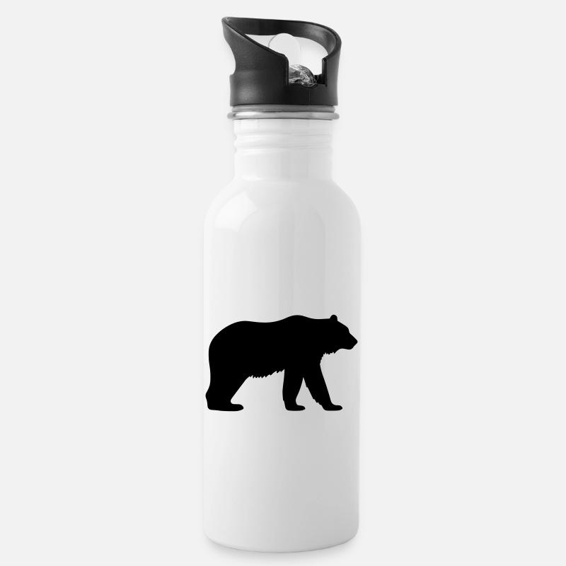 Bär - Trinkflasche mit integriertem Trinkhalm - Weiß