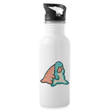 Hugadino étreignant les dinos, mignon dinosaure - Gourde avec paille intégrée - blanc - Droite