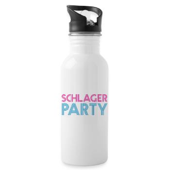 SCHLAGER PARTY Schlagermusik Schlager - Trinkflasche mit integriertem Trinkhalm - Weiß - Rechts