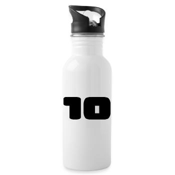 10. 10 JAHRE. 10-JÄHRIGES JUBILÄUM. GEBURTSTAG 10 JAHRE. - Trinkflasche mit integriertem Trinkhalm - Weiß - Rechts