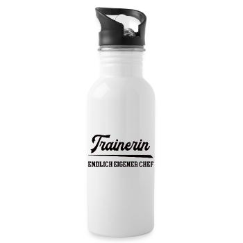 Trainerin wird Chef Selbstständigkeit Chefin - Trinkflasche mit integriertem Trinkhalm - Weiß - Rechts