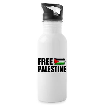 Free palestine - Trinkflasche mit integriertem Trinkhalm - Weiß - Rechts