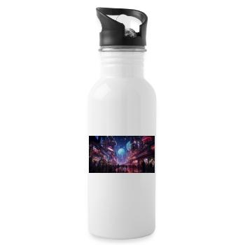 crowded place in tokyo rush hour - Water bottle with straw - white - Right