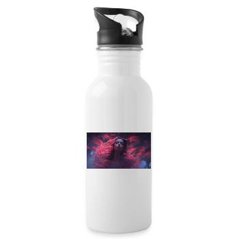 woman with mystic dolphins and fishes in the sea - Trinkflasche mit integriertem Trinkhalm - Weiß - Rechts