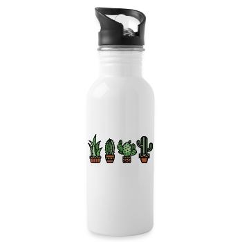 Cactus plante d’intérieur bande dessinée couleur botanique amour - Gourde avec paille intégrée - blanc - Droite