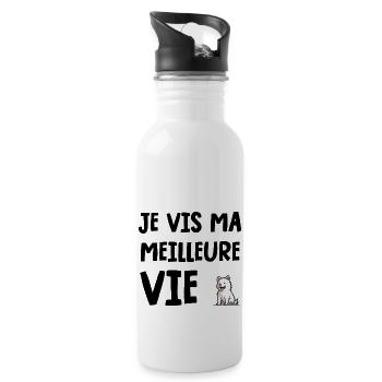 je vis ma meilleure vie - Gourde avec paille intégrée - blanc - Droite
