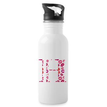 Letter h kisses - Water bottle with straw - white - Right