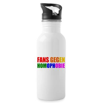 fans gegen homophobie - Trinkflasche mit integriertem Trinkhalm - Weiß - Rechts