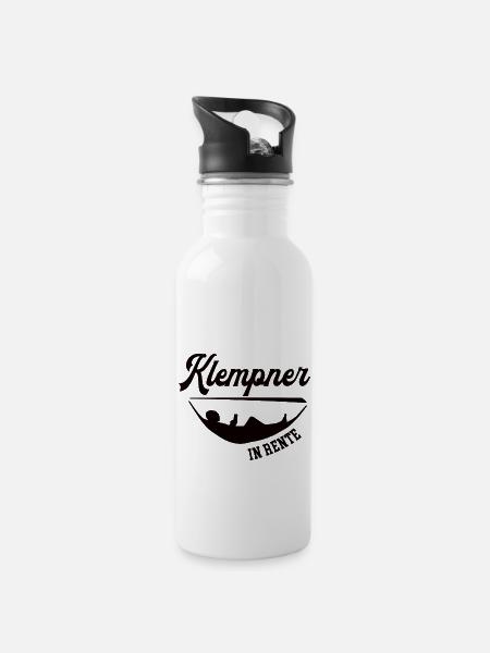 Klempner in Rente Rentner Ruhestand Klempnerei - Trinkflasche mit integriertem Trinkhalm - Weiß
