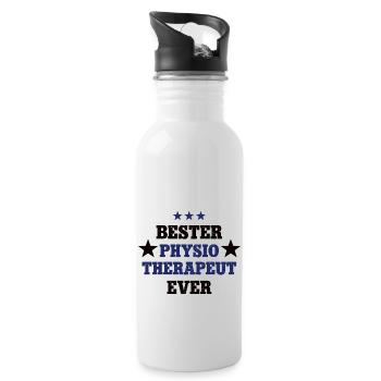 Bester Physio Therapeut Physiotherapie Therapeuten - Trinkflasche mit integriertem Trinkhalm - Weiß - Rechts