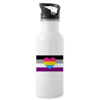 Drapeau panromantique asexué - Gourde avec paille intégrée - blanc - Droite