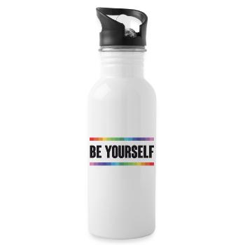 LGBTQ Pride Month - Be Yourself - Water bottle with straw - white - Right
