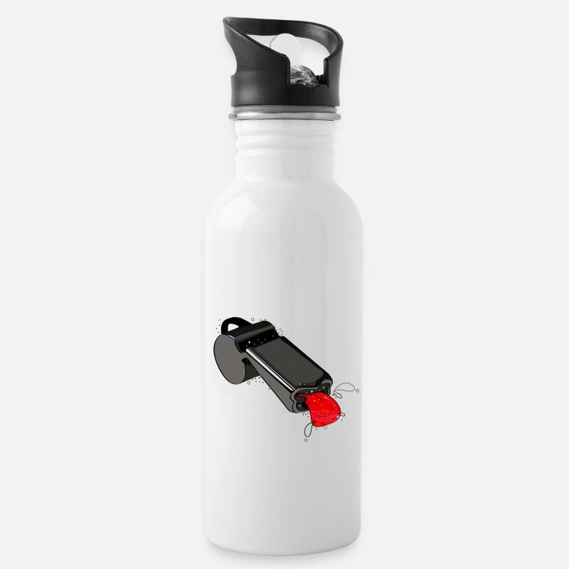 Anpfiff - Trinkflasche mit integriertem Trinkhalm - Weiß