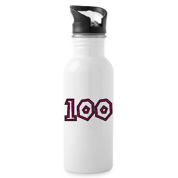 100. 100 YEARS. 100th ANNIVERSARY. BIRTHDAY 100 - Water bottle with straw - white - Right