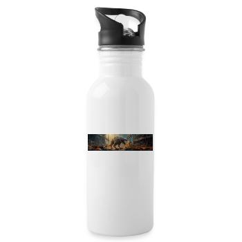 Mischung aus Apocalypse-Mutant, Riesengürteltier und Wolf - Trinkflasche mit integriertem Trinkhalm - Weiß - Rechts
