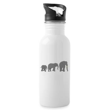 Afrikanische Elefanten - Trinkflasche mit integriertem Trinkhalm - Weiß - Rechts
