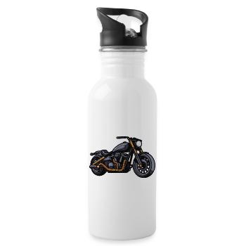 Motorcycle Biker - Water bottle with straw - white - Right
