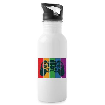Vintage Retro Gaming Controller - Water bottle with straw - white - Right