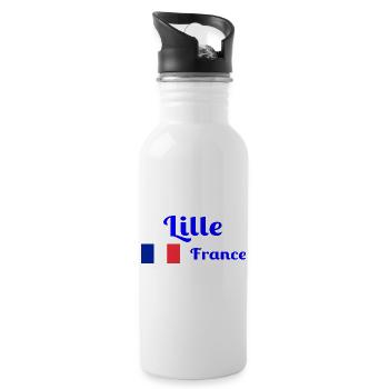 Lille Frankreich - Stilvolle Drucke - Trinkflasche mit integriertem Trinkhalm - Weiß - Rechts