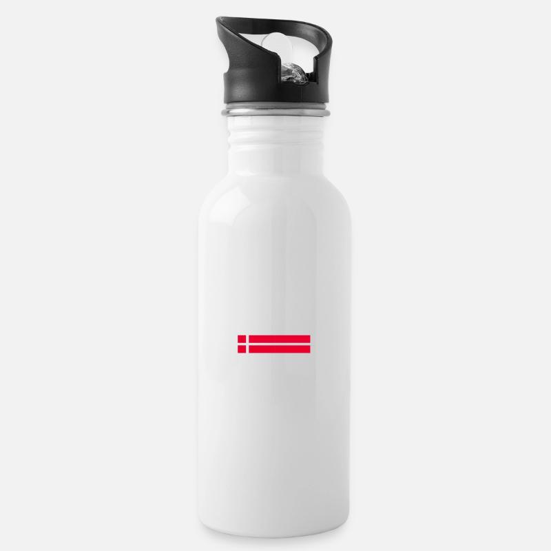 Dänemark flagge - Trinkflasche mit integriertem Trinkhalm - Weiß