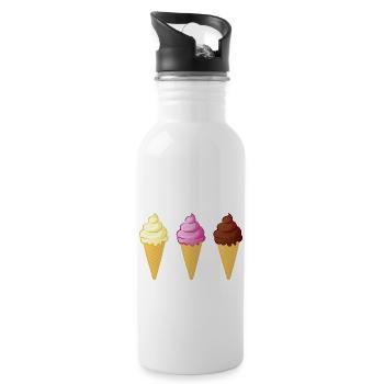 Eis Waffel Kostüme Eiscreme Eiskugel Waffeleis - Trinkflasche mit integriertem Trinkhalm - Weiß - Rechts